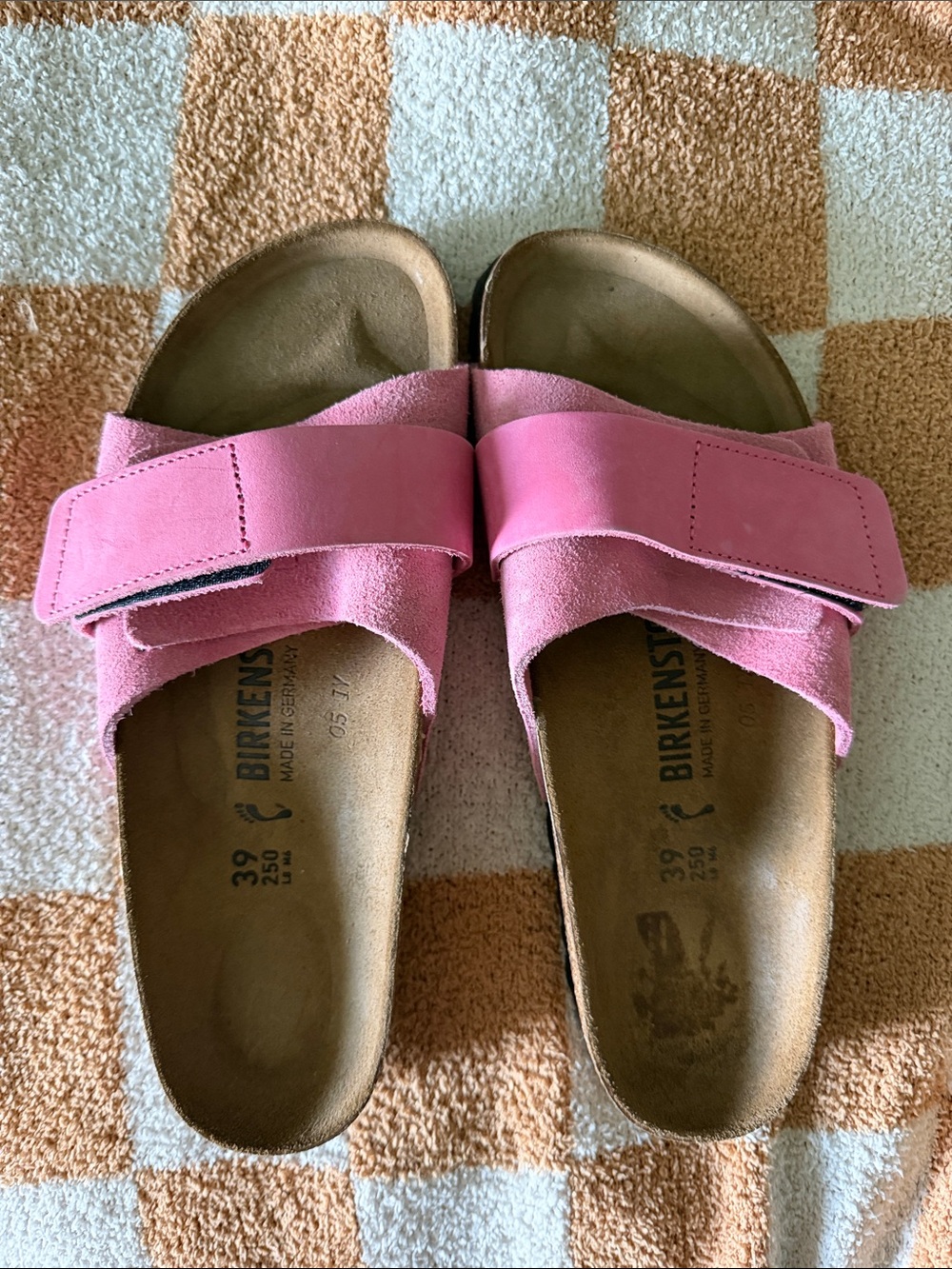 Birkenstock Pink Suede Double-Strap Slide Sandals
